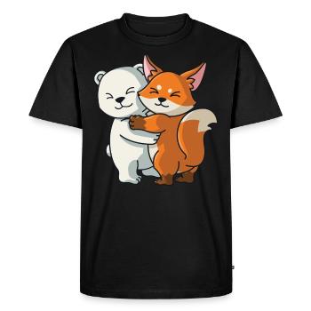 Icebear Fox cute Hug Cuddle Animals - Men's Premium Organic T-Shirt - black - Front - Nico (187cm)