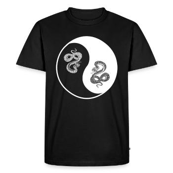 Serpents Yin et Yang sur fond noir - T-shirt Premium bio Homme - noir - Devant - Nico (187cm)