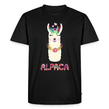 Alpaca - Men's Premium Organic T-Shirt - black - Front - Nico (187cm)