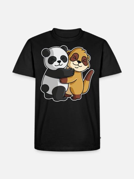 Panda med surikat Kärlek söta söta djur - Ekologisk premium-T-shirt herr - svart