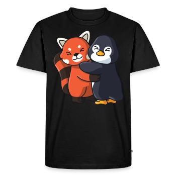 Chers pingouins panda rouge mignons câlins animaux - T-shirt Premium bio Homme - noir - Devant - Nico (187cm)