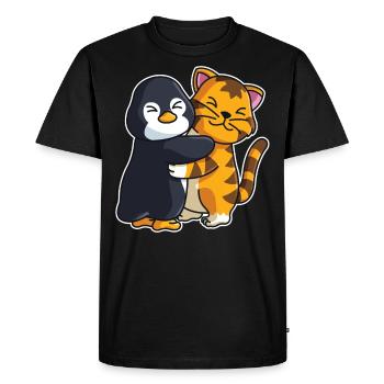 Tigre et pingouin mignons animaux câlin - T-shirt Premium bio Homme - noir - Devant - Nico (187cm)