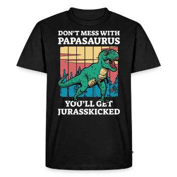 Papasaurus jurasskicked Rex for men dinasor papa - Men's Premium Organic T-Shirt - black - Front - Nico (187cm)