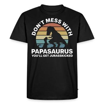 Papasaurus jurasskicked Rex for men dinasor papa - Men's Premium Organic T-Shirt - black - Front - Nico (187cm)
