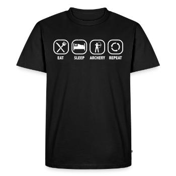 Manger, dormir, tir à l’arc, répéter la citation de tir à l’arc - T-shirt Premium bio Homme - noir - Devant - Nico (187cm)
