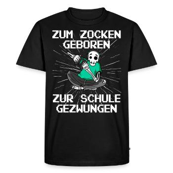 Joueurs nés pour aller à l’école - T-shirt Premium bio Homme - noir - Devant - Nico (187cm)