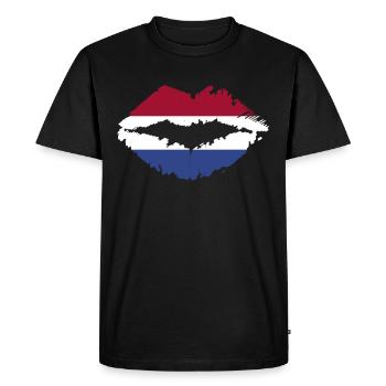 Holland Kiss Mouth J’aime la Hollande - T-shirt Premium bio Homme - noir - Devant - Nico (187cm)