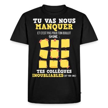 Future retraité départ collègue - T-shirt Premium bio Homme - noir - Devant - Nico (187cm)