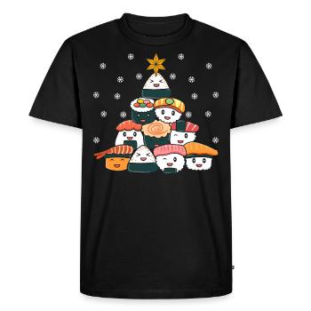 Kawaii Sushi Christmas Tree - Japanese Food Li - Men's Premium Organic T-Shirt - black - Front - Nico (187cm)