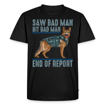 Saw Bad Man Bit Bad Man Police Dog - Men's Premium Organic T-Shirt - black - Front - Nico (187cm)