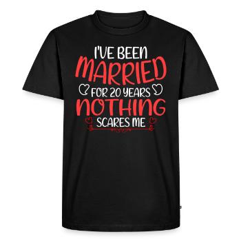 Je suis marié depuis 20 ans Rien ne me fait peur - T-shirt Premium bio Homme - noir - Devant - Nico (187cm)