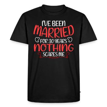 Je suis marié depuis 30 ans Rien ne me fait peur - T-shirt Premium bio Homme - noir - Devant - Nico (187cm)