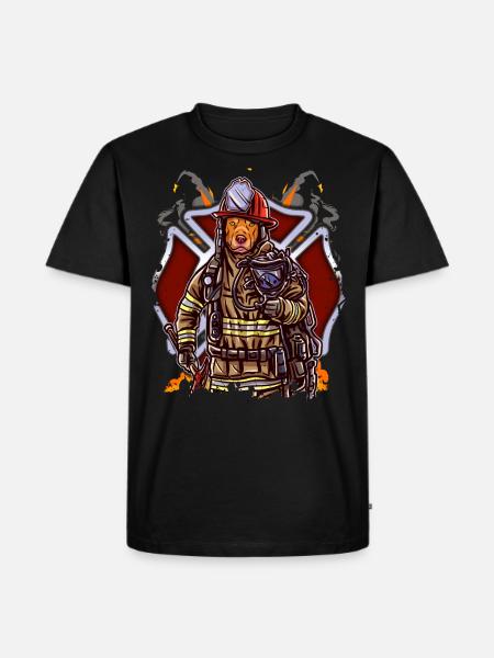 Funny Pitbull Firefighter Fireman - Men's Premium Organic T-Shirt - black