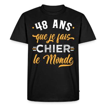 Anniversaire 48 ans, idée cadeau date de naissance - T-shirt Premium bio Homme - noir - Devant - Nico (187cm)