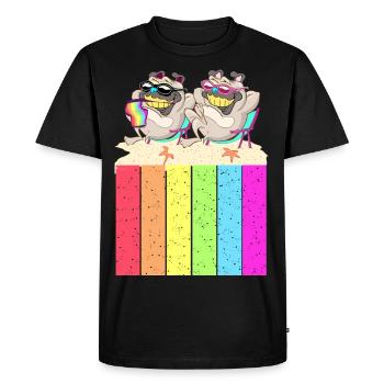 Chiens sur la plage avec le drapeau arc-en-ciel - T-shirt Premium bio Homme - noir - Devant - Nico (187cm)