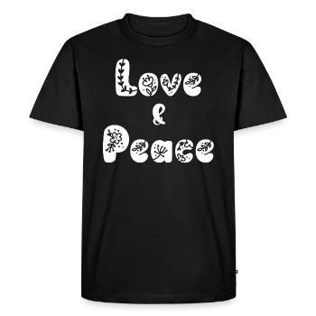 love and peace - Men's Premium Organic T-Shirt - black - Front - Nico (187cm)