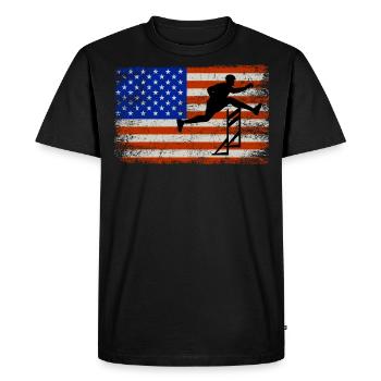 Drapeau américain Obstacles Haies Haies Patriotique - T-shirt Premium bio Homme - noir - Devant - Nico (187cm)