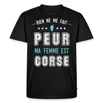 Corse, idée cadeau humour région, île, pays, drôle - T-shirt Premium bio Homme - noir - Devant - Nico (187cm)