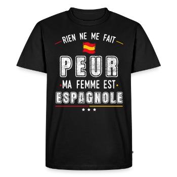 Espagnole humour pays idée cadeau drapeau Espagne - T-shirt Premium bio Homme - noir - Devant - Nico (187cm)