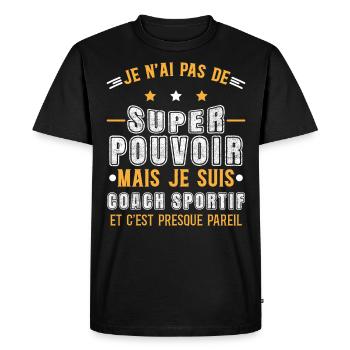 Coach sportif, idée cadeau entraîneur. Coaching - T-shirt Premium bio Homme - noir - Devant - Nico (187cm)