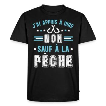 Pêcheur idée cadeau Pêche Citations Humour passion - T-shirt Premium bio Homme - noir - Devant - Nico (187cm)