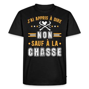 Chasse, idée cadeau chasseur, humour hobby passion - T-shirt Premium bio Homme - noir - Devant - Nico (187cm)