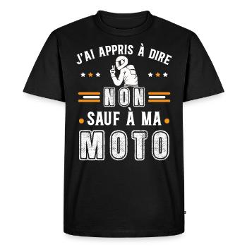 Motard idée cadeau Passion moto humour citations - T-shirt Premium bio Homme - noir - Devant - Nico (187cm)