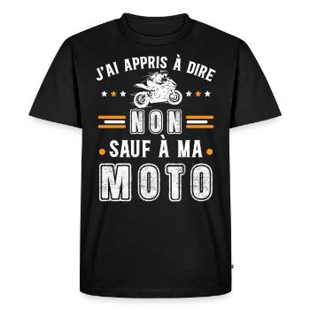 Motard idée cadeau Passion moto humour citations - T-shirt Premium bio Homme - noir - Devant - Nico (187cm)
