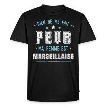 Marseille idée cadeau couple région Marseillaise - T-shirt Premium bio Homme - noir - Devant - Nico (187cm)