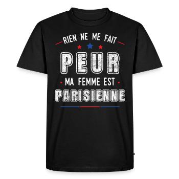 Paris, idée cadeau Couple Parisien Citation Région - T-shirt Premium bio Homme - noir - Devant - Nico (187cm)