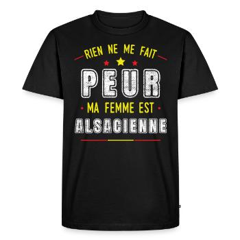 Alsacienne idée cadeau région Alsace Couple Humour - T-shirt Premium bio Homme - noir - Devant - Nico (187cm)