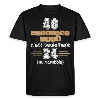 Anniversaire 48 ans, idée cadeau date de naissance - T-shirt Premium bio Homme - noir - Devant - Nico (187cm)