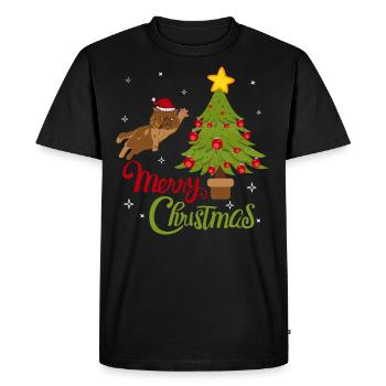 Chat et Noël - Chats Noël drôle - T-shirt Premium bio Homme - noir - Devant - Nico (187cm)