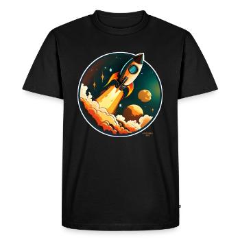 Fusée en route vers l'espace - T-shirt Premium bio Homme - noir - Devant - Nico (187cm)