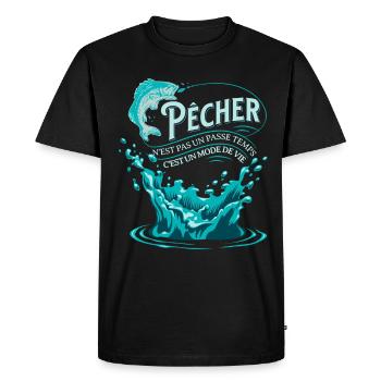 Pêche Cadeau pour Pêcheur Sport Citation Humour - T-shirt Premium bio Homme - noir - Devant - Nico (187cm)