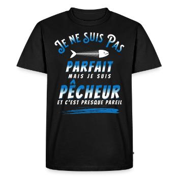 Pêche Cadeau pour Pêcheur Sport Citation Humour - T-shirt Premium bio Homme - noir - Devant - Nico (187cm)