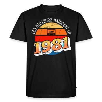 1981 Anniversaire Année de Naissance cadeau humour - T-shirt Premium bio Homme - noir - Devant - Nico (187cm)