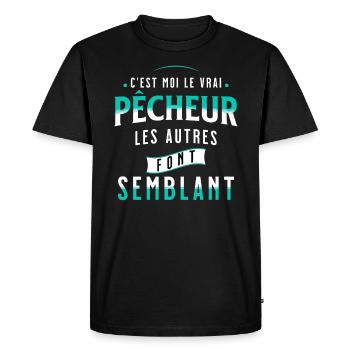 Pêche Cadeau pour Pêcheur Sport Citation Humour - T-shirt Premium bio Homme - noir - Devant - Nico (187cm)