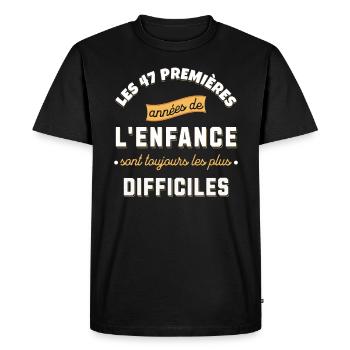 Anniversaire 47 ans Idée cadeau date de naissance - T-shirt Premium bio Homme - noir - Devant - Nico (187cm)