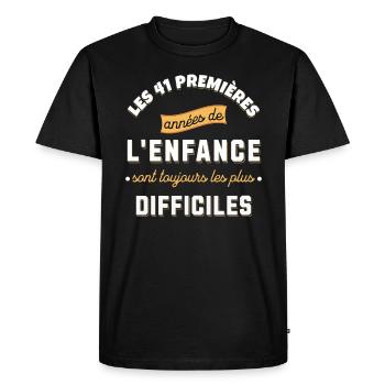 Anniversaire 41 ans Idée cadeau date de naissance - T-shirt Premium bio Homme - noir - Devant - Nico (187cm)
