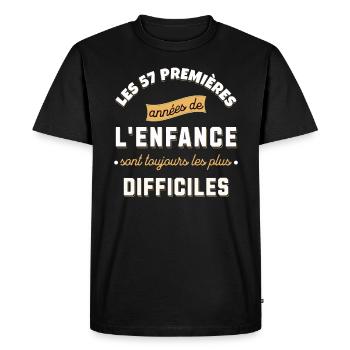 Anniversaire 57 ans Idée cadeau date de naissance - T-shirt Premium bio Homme - noir - Devant - Nico (187cm)