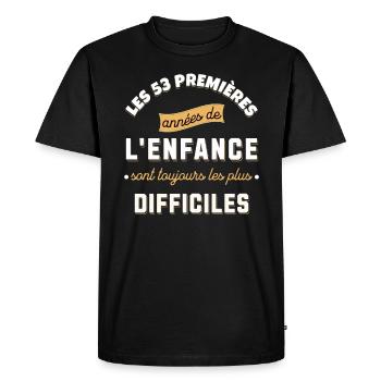 Anniversaire 53 ans Idée cadeau date de naissance - T-shirt Premium bio Homme - noir - Devant - Nico (187cm)