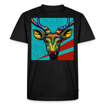 Kudu in Pop Art - Männer Premium Bio T-Shirt - Schwarz - Vorne - Nico (187cm)