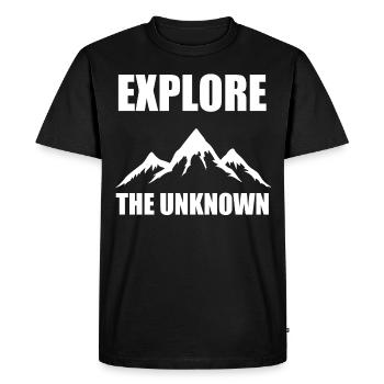Explorez l’inconnu - Randonnée, Nature, Aventure - T-shirt Premium bio Homme - noir - Devant - Nico (187cm)