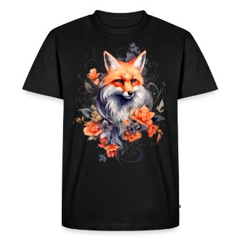 Fox and Flowers - Men's Premium Organic T-Shirt - black - Front - Nico (187cm)