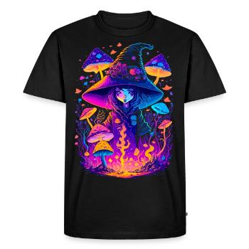 Sorcière aux champignons psychédéliques - Walpurgis Night - T-shirt Premium bio Homme - noir - Devant - Nico (187cm)