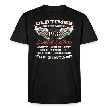 45ème anniversaire voiture classique septembre millésime 1978 - T-shirt Premium bio Homme - noir - Devant - Nico (187cm)
