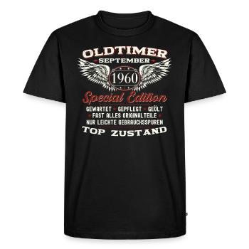 63ème anniversaire voiture classique septembre millésime 1960 - T-shirt Premium bio Homme - noir - Devant - Nico (187cm)