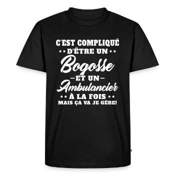 ambulancier bogosse Cadeau humour ambulance - T-shirt Premium bio Homme - noir - Devant - Nico (187cm)