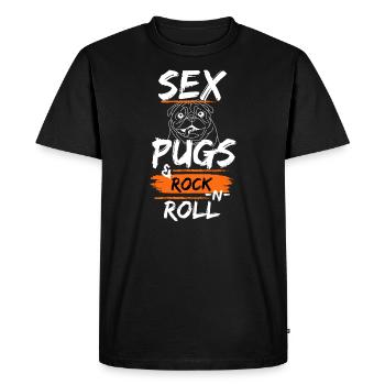 Pug and Roll - Le carlin à bascule - T-shirt Premium bio Homme - noir - Devant - Nico (187cm)